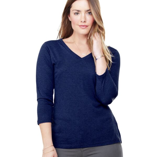 Bella Missy 3/4-sleeve Cotton V-neck Tee Thumbnail